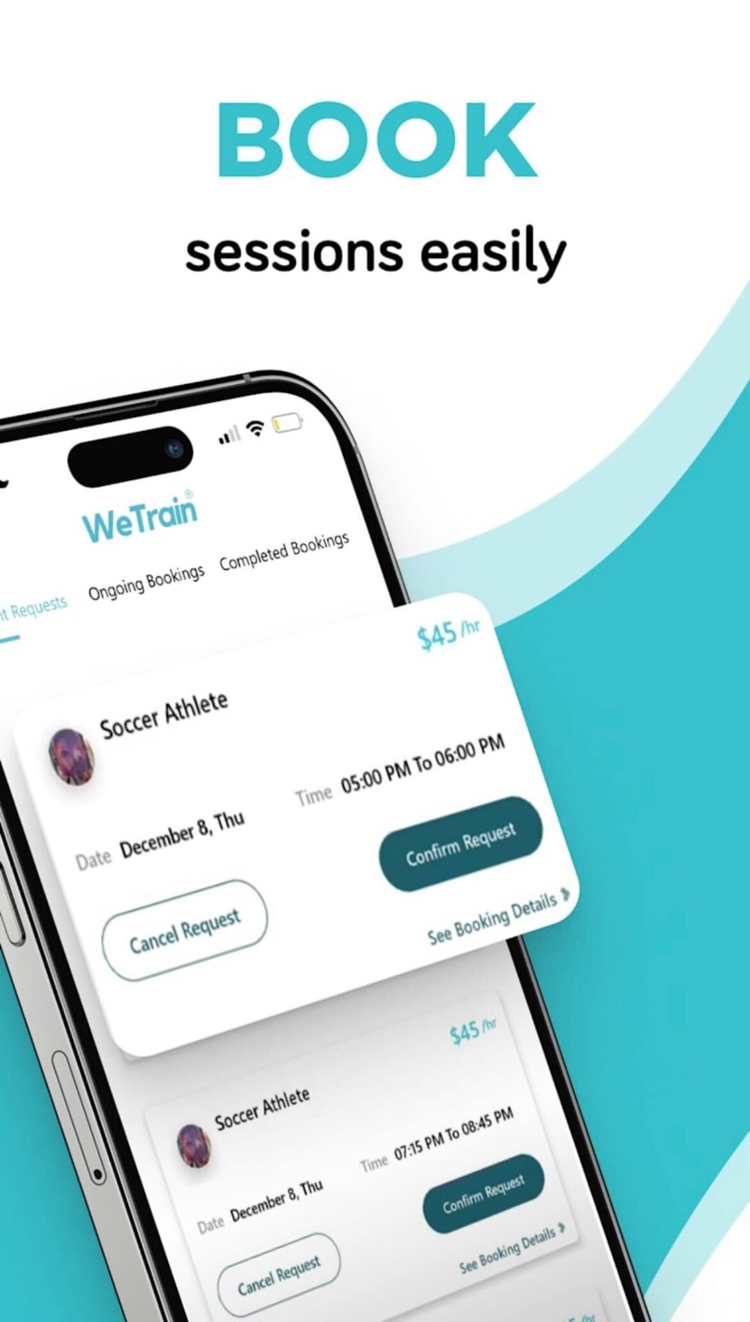 WeTrain app — book training sessions easily